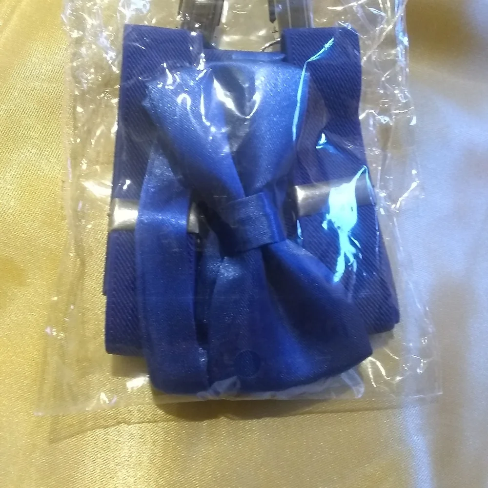 Blue bow tie for boys and suspenders set